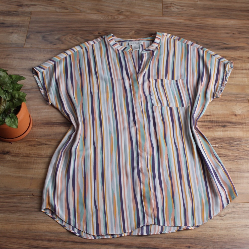Rachel Zoe striped pastel tunic top cap sleeve